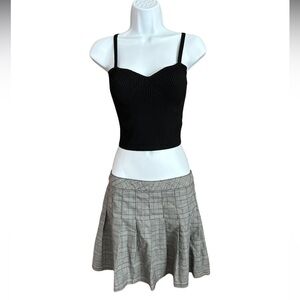 Mamba Jeans Plaid Gray and Black Women's Pleated Skirt Size Medium